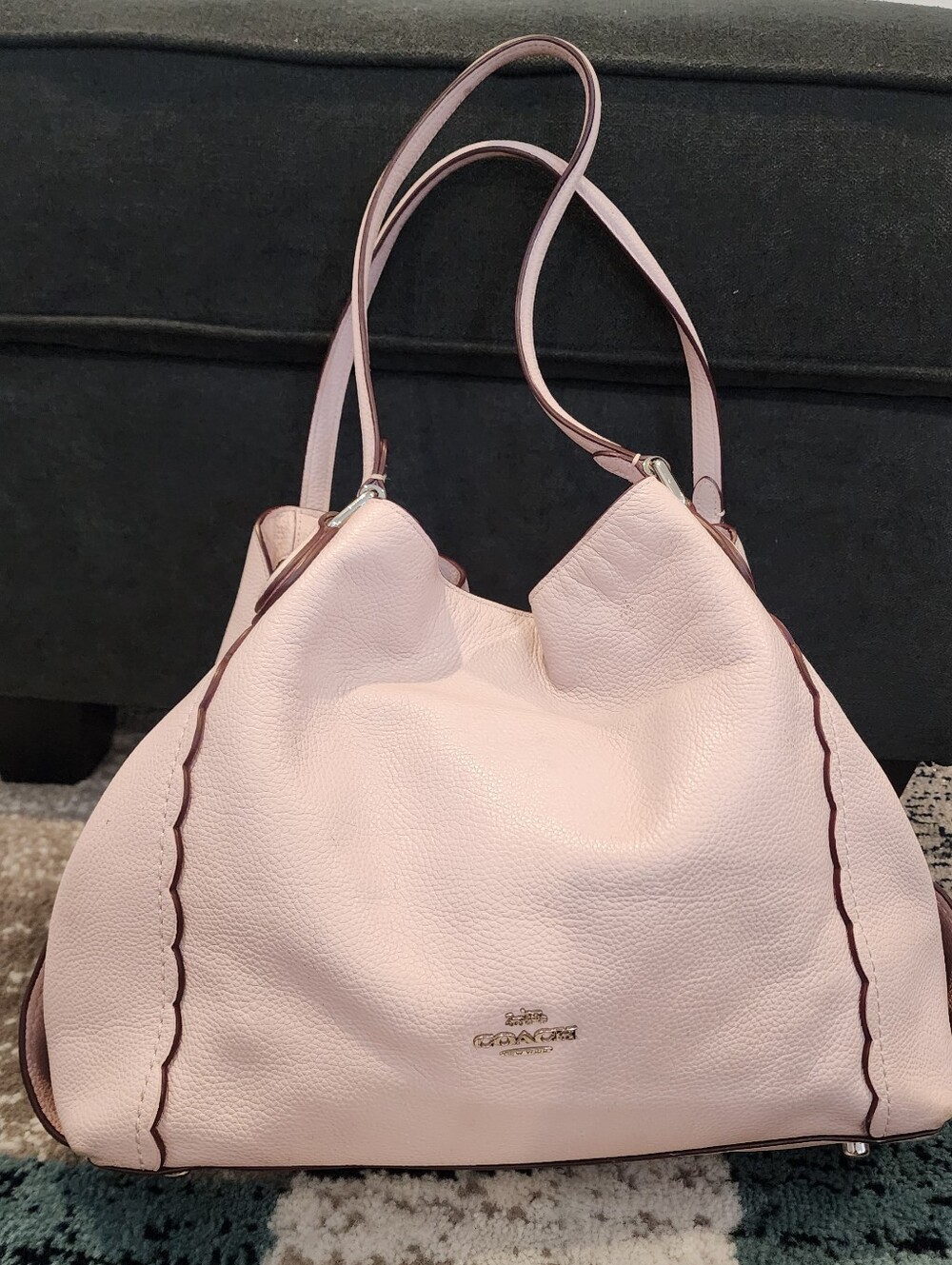 Coach Eddie Pebbled Leather 31 Shoulder Bag Purse Light Pink Blush Classic